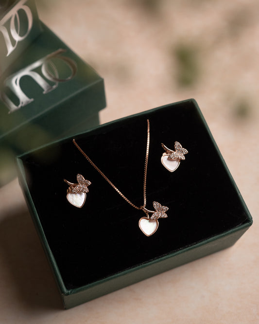 Butterfly Heart Pendant Set